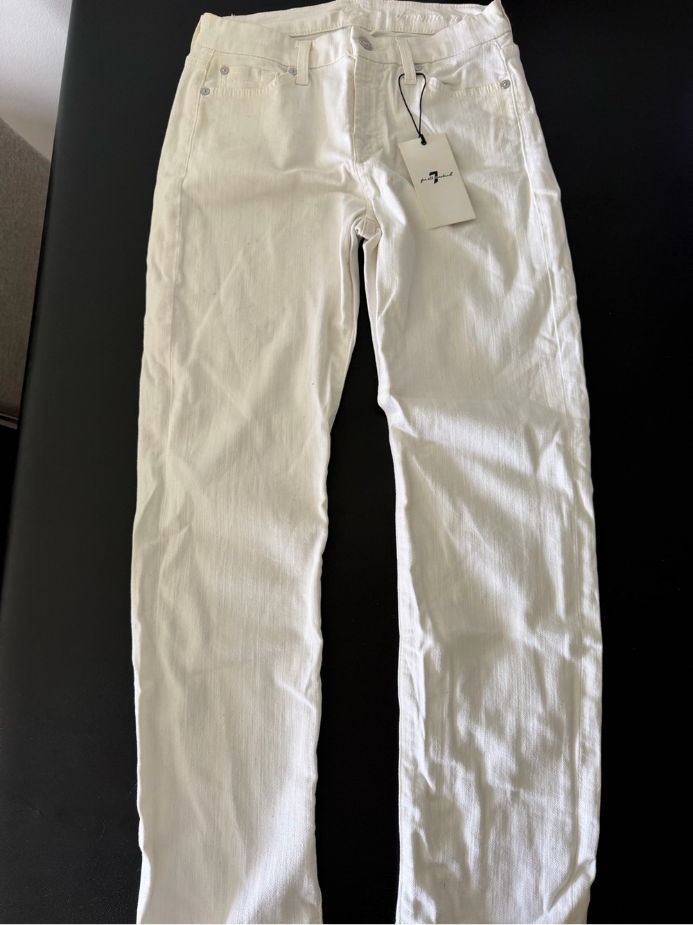 7 For All Mankind Slim Straight White Jeans